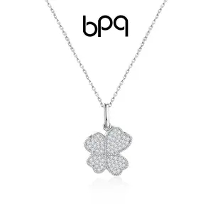 Bpq four-leaf clover pendant necklace high-end female S925 silver luxury moissanite necklace