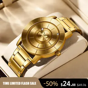 Men's Punk-Style Magnetic Stainless Steel Band Casual Waterproof Round Dial Quartz Watch - Casual Fashion Analog Watch, Stylish Timepiece for Daily Wear, Parties & Gifting Sleek Suspended Ball Mens