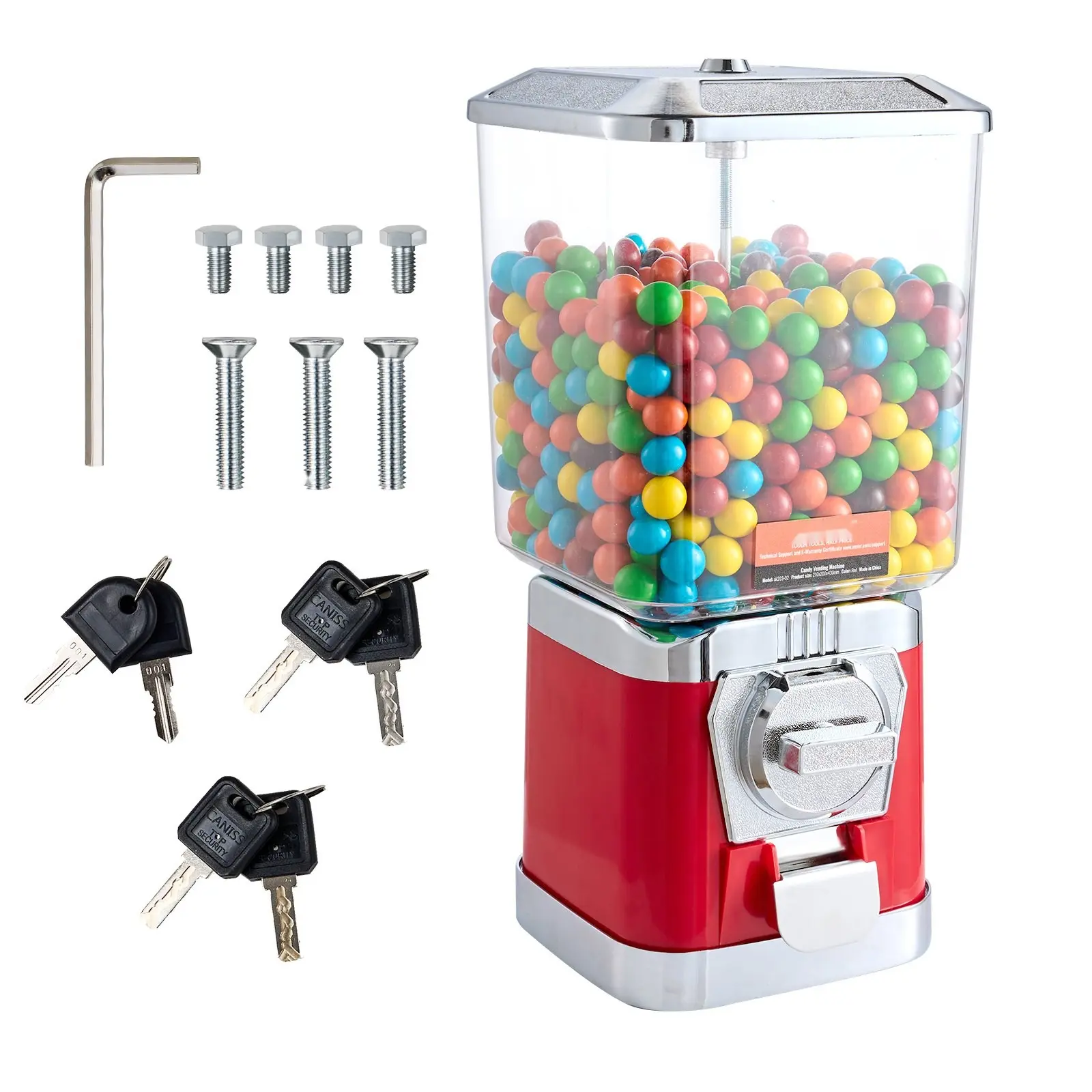 17-Inch Gumball Machine Coin Bank Vintage Candy Dispenser In Red For Home Decor And Office Desk Display Kitchen Countertop Decor Retro Gumball Toy Educational And Collectible Gift Idea Durable Plastic Construction