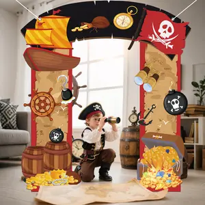 Pirate Birthday Party Entrance Arch - Nautical Sailing Adventure Backdrop for Boys & Girls, Halloween, Reusable Door Curtain