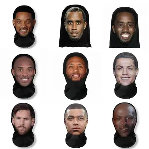 Pranks Printed Funny Headgear Elastic Mesh Full Face Mask Cosplay Costume Headwear Hip Hop Fashion Hood Hat,Protective Gear,Motorcycle,Head cover,Star,