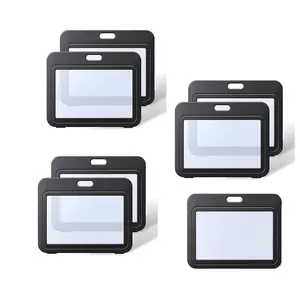 7 Piece ID Holder with Dual Window, Hard Plastic Box, Card Protector for Office Ids, Credit Cards, Keys, Driver's License, Passports