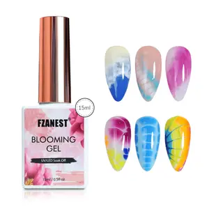 FZANEST Clear Blooming Gel 15ml UV LED. Blossom Gel Polish For Spreading Effect Marble Natural Stone Gel Nail Polish Soak Off.