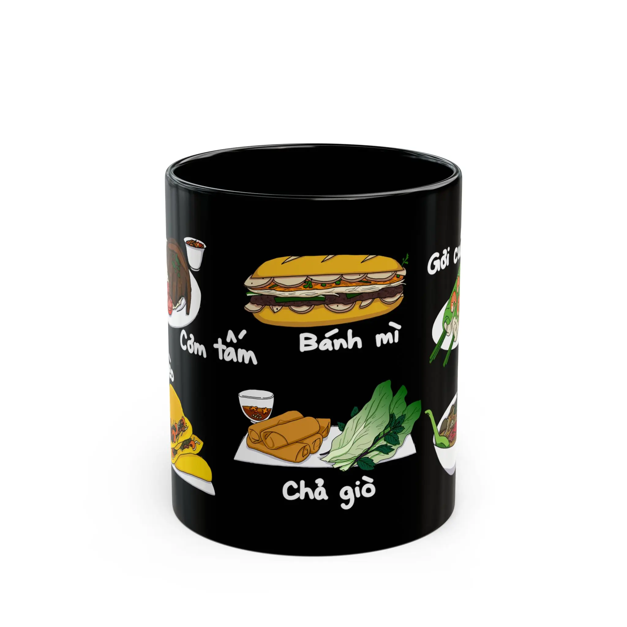 AtmosYummy | Vietnamese Foods | Black Ceramic Coffee Cup | Bánh mì, Gỏi cuốn, Chả giò, Phở, Bánh xèo, Cơm tấm