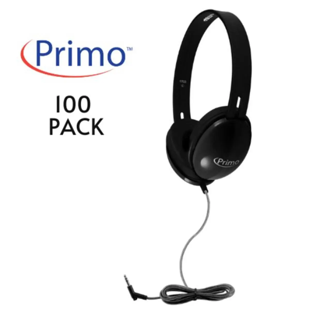 HamiltonBuhl PRM100B-100 Primo Stereo Headphones, Black - Pack of 100