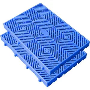 Waterproof Storage Lightweight Nestable Plastic Floor Pallets 2pcs HDPE Breathable Grid Pallets for Garage Supermarket Basement (23.6x15.7x2IN)