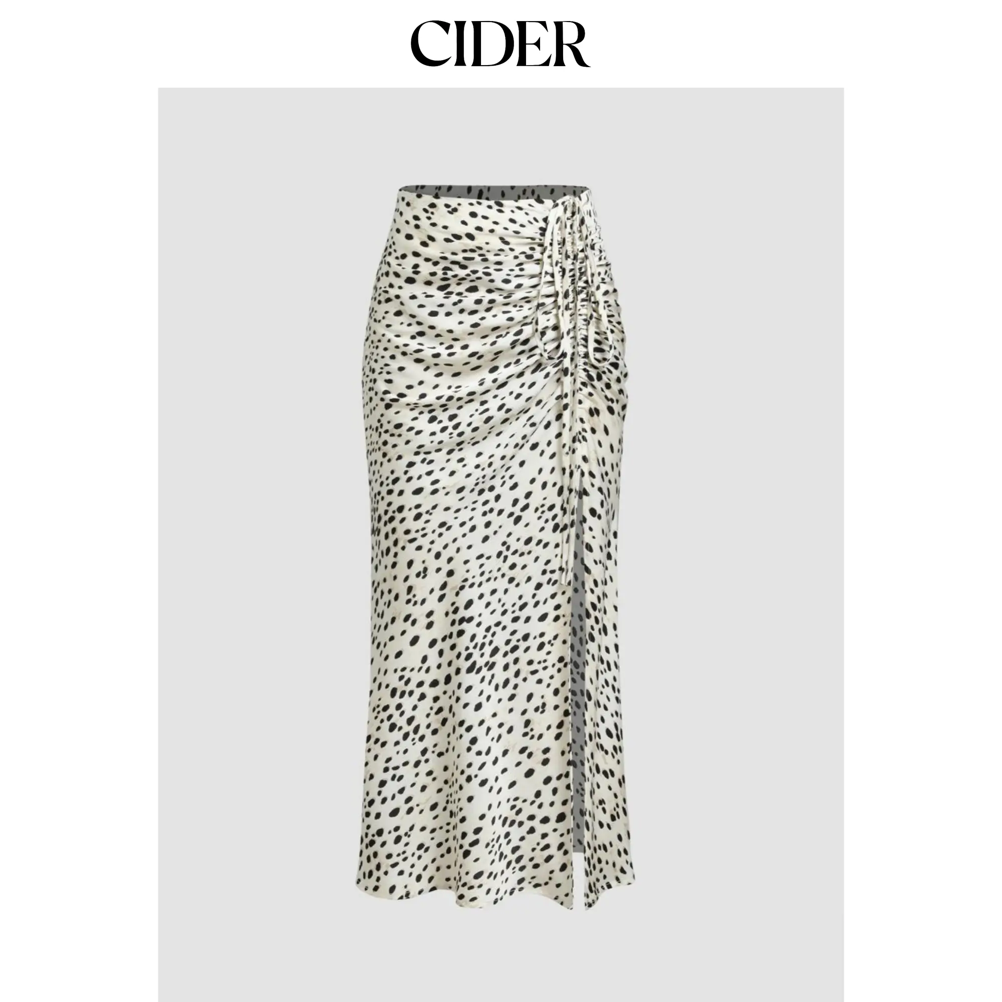 Cider Spot Drawstring Split Maxi Skirt