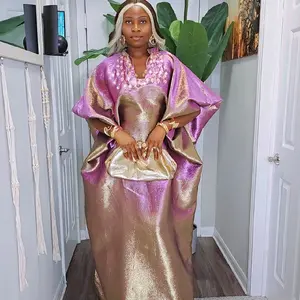 Ambi Beaded Boubou - Rich Brocade Fabric with Elaborate Bead Detailing Dramatic Flowing Sleeves Comfortable Elegant Fit Perfect for Weddings and Eid Gatherings