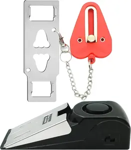 Portable Door Lock & Door Stop Alarm Set (Red) – Dual Protection Home Security Kit, Pocket Self-Defense Tools for Travel/Hotel/Home/Apartment