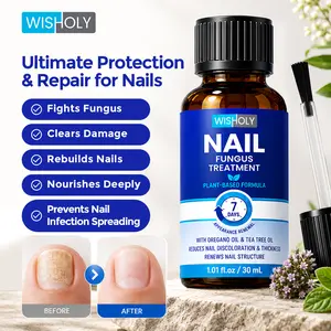 Wisholy Toenail Fungus Treatment Extra Strength ,Antifungal Solution ,Triple Action Formula for Damaged Nails, Multi-Purpose Nail Repair