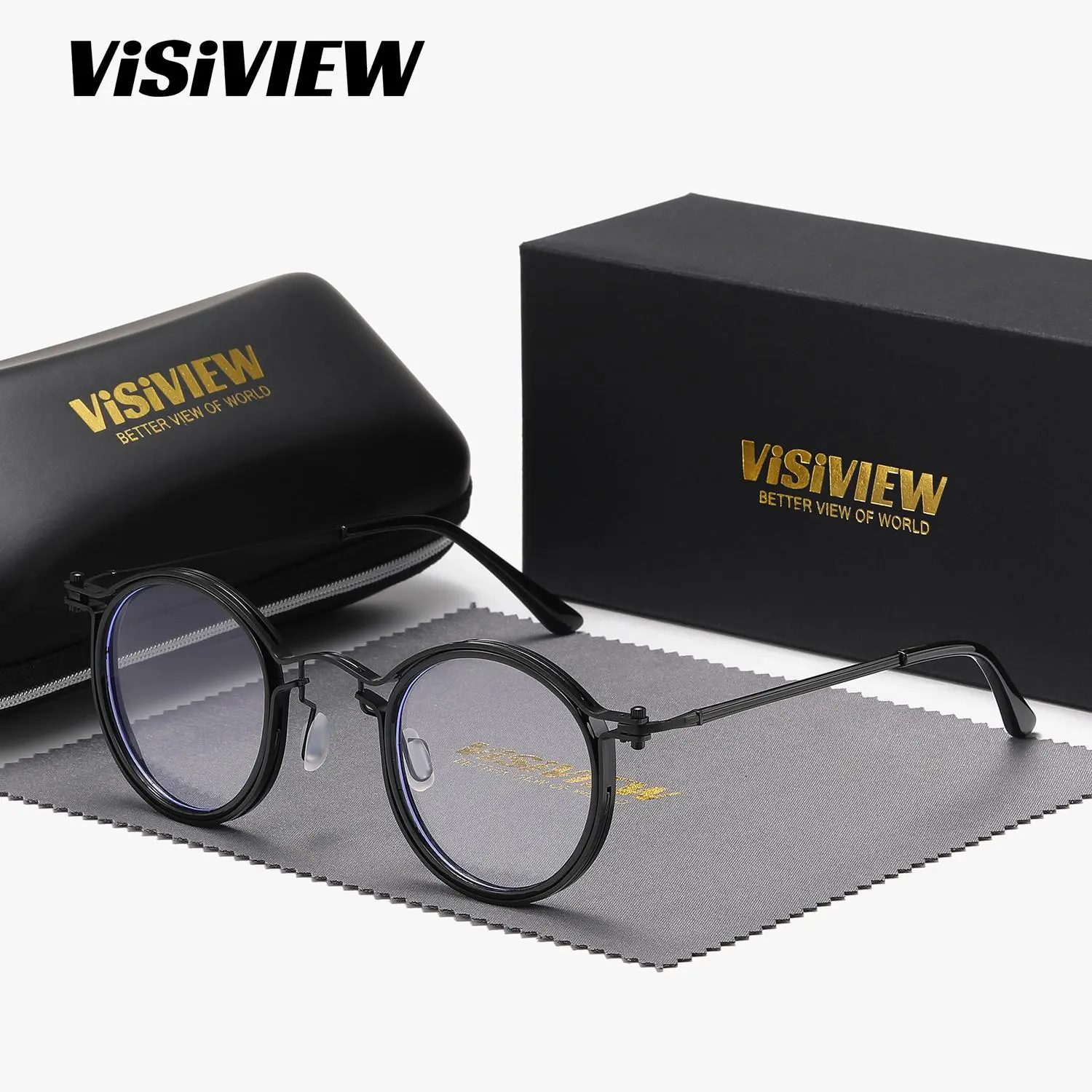 VISIVIEW Unisex Fashion Full-frame Glasses With Round Clear Lenses