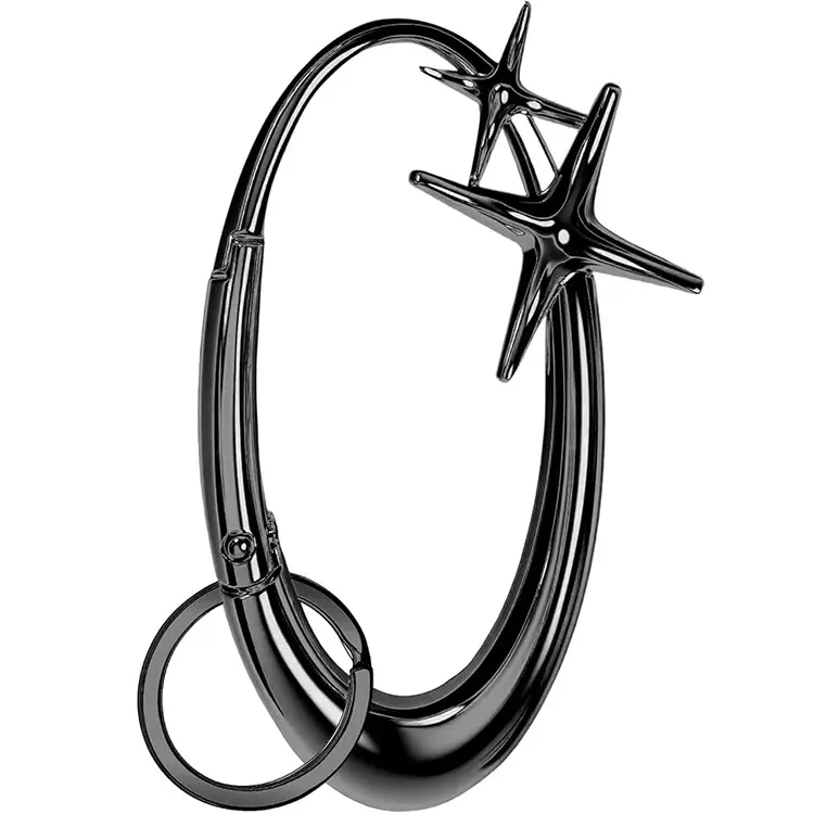 Galaxy Star Metal Key Clip – Polished Silver/Black Keychain