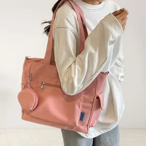 Large Capacity Canvas Tote Bag for Women Multi-Pocket Crossbody Handbag with Adjustable Strap for Work Travel and Shopping