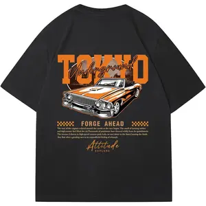 GORGLITTER Men's Graphic Japanese Print Short Sleeve Tee Tops Y2K Casual Round Neck T Shirts Streetwear