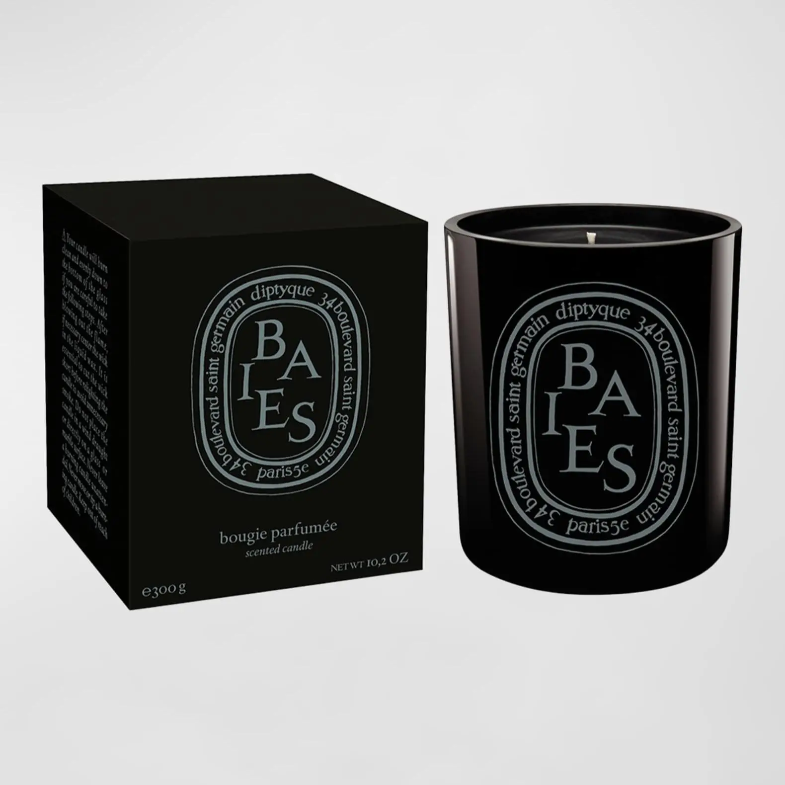 [Pack 2] Diptyque Black Baies Floral Scented Candle 10.2oz Luxury Black Glass, Elegant Flower Aroma, 75 Hour Burn, Perfect for Home Decoration