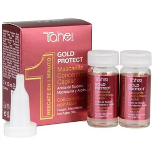 Tahe Gold Protect Concentrated Anti-Frizz Hair Mask with Natural Tsubaki, Macadamia, and Argan Oils, 2 x 10 ml.