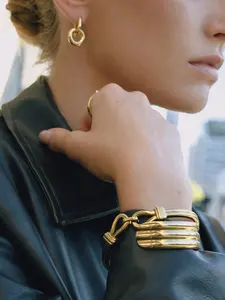 Ladies Bracelet Set Stackable Belt Buckle Wish Bone Stainless Steel 18k Gold Plated Waterproof Anti Allergy Classic Retro Elegant Quality Gift For Parties And Banquets