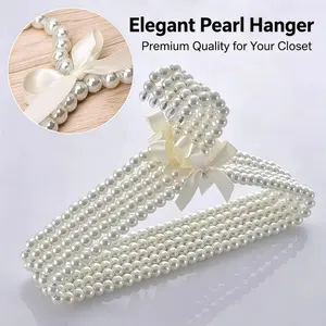 Elegant Pearl Bow Detail Velvet Hangers, Soft Surface, Non-Slip Space-Saving Closet Organizer, Protect Garments, Ideal for Wedding Dresses, Bridesmaid Gifts, Home Storage