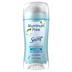 Secret Deodorant Aluminum Free for Women, 48hr Odor Protection, Free of Parabens Dyes Talc & Baking Soda, Cotton Scent, 2.4 oz