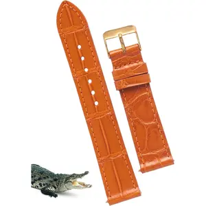 Full Grain Leather Watch Band Men Quick Release Handmade Alligator Crocodile Replacement Watch Strap 18mm 19mm 20mm 21mm 22mm Deployment Buckle