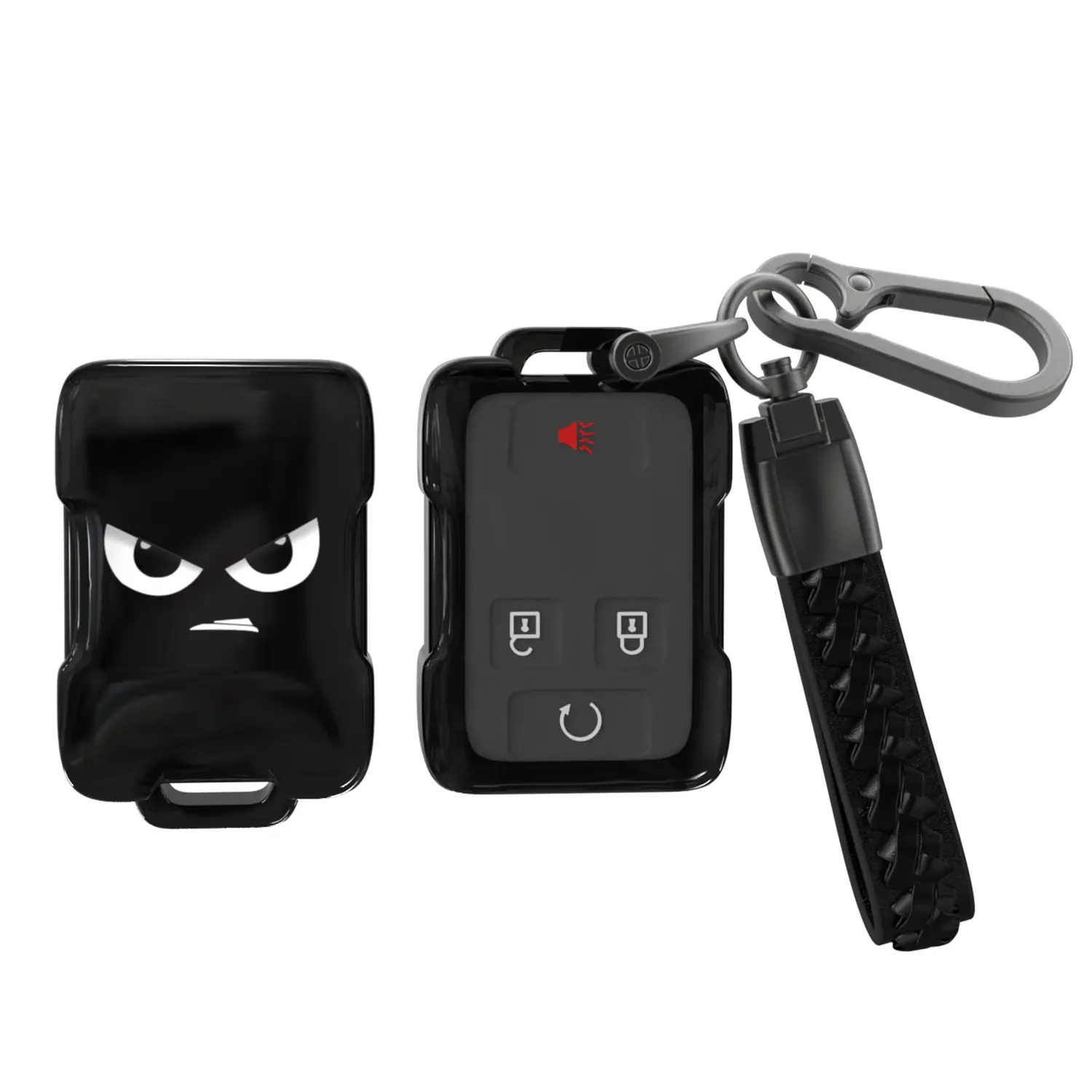 ACEBOY for Chevy Key Fob Cover, Soft TPU Key Protector Case with Leather Keychain for 2014-2021 Chevrolet Silverado 1500/2500/3500 HD Colorado Tahoe Suburban GMC Sierra Yukon Canyon (Black,3/6 Buttons)