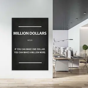"Million Dollar Mindset" Motivational Quote Wall Art - Canvas, Acrylic, or Metal Print
