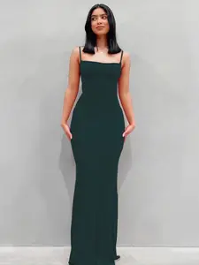 Women's Casual Basic Fitted Long Dress, Plain Pattern, Womenswear, Comfortable Everyday Wear, Perfect for Spring & Fall, Stylish Elegant Ladies' Clothing