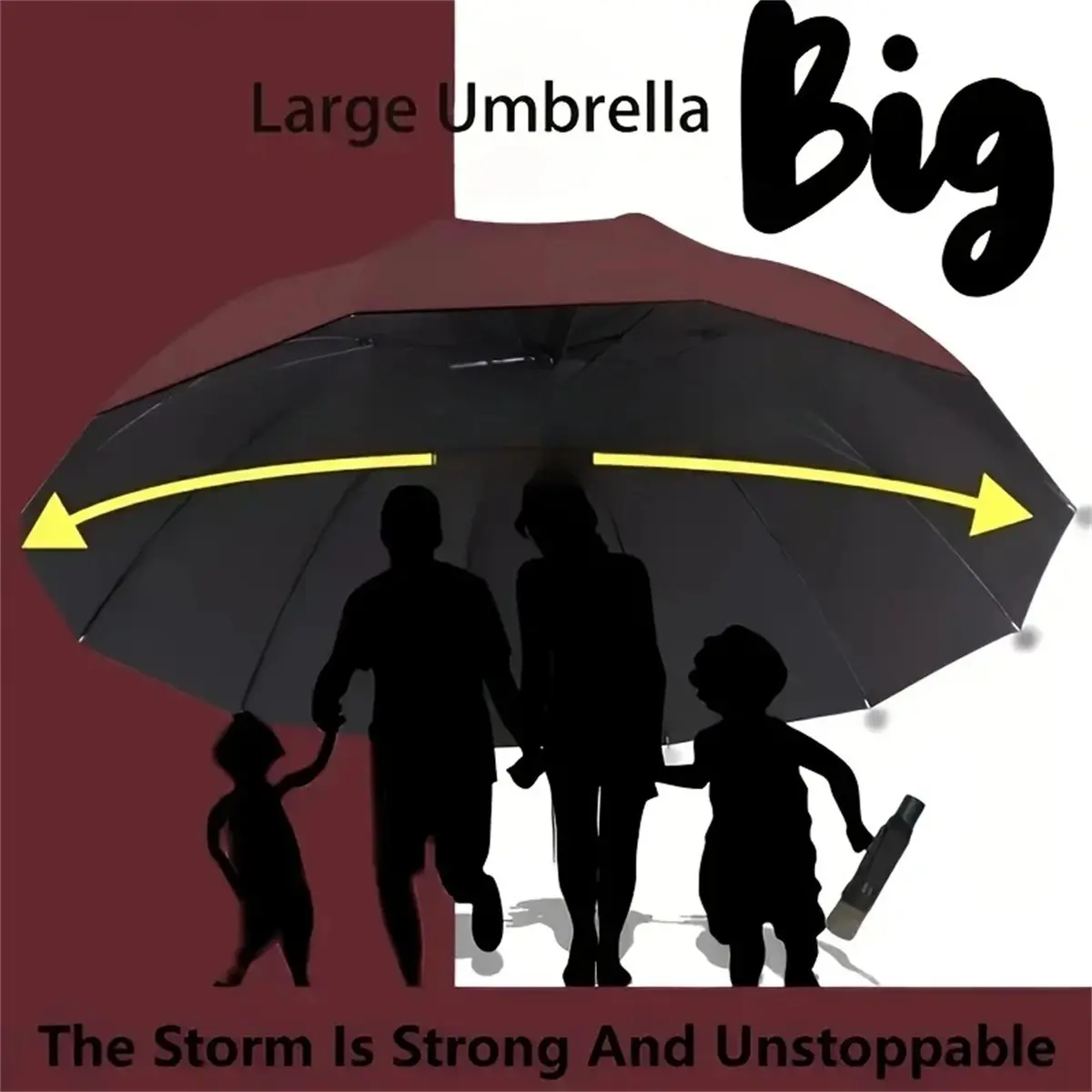 Large Plain Color Folding Umbrella with Storage Bag, Manual Umbrella for Men, Women, and Family, Durable Compact Design for Travel, Windproof and Waterproof Sunshade