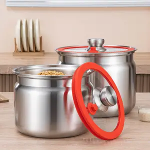 1pc/2pcs，Stainless Steel Sealed Container with Lid, Thick Reusable Storage Jar for Rice Tea Grains, Moisture-Proof Pest-Free Kitchen Organizer