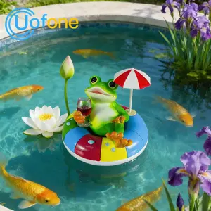 Uofone Floating Frog Pool Decor, Realistic Animal Ornament for Fish Tank Landscaping, Vacation Decoration, Swimming Ring Frog Figurine
