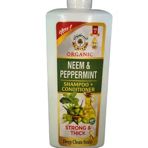 Al-Riyah Neem & Peppermint Shampoo & Conditioner 400ml - Organic Ingredients for Strong Thick Hair & Deep Clean Scalp