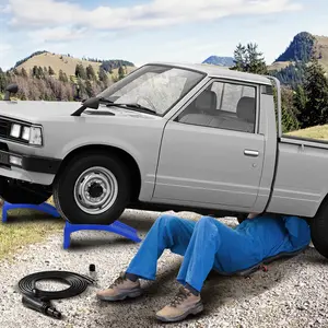 8000 Lbs Heavy Duty Solid Steel Car Ramps, Auto Truck Ramps for Oil Change and Safe Loading, Perfect for Garage Maintenance, Blue (Pack of 2) Tire Tail