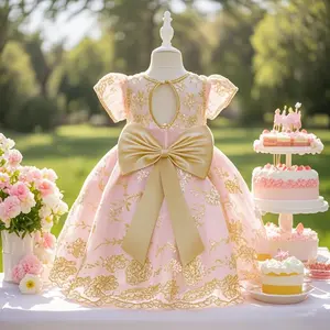Young girl embroidered flowers birthday party wedding princess dress suitable for wedding party performance