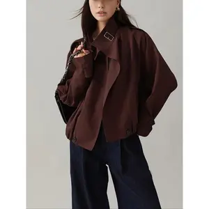 Women’s Stand Collar Jacket, Autumn Fashion Windbreaker Coat, Stylish Outerwear for Ladies, Casual Wear, Trendy Design