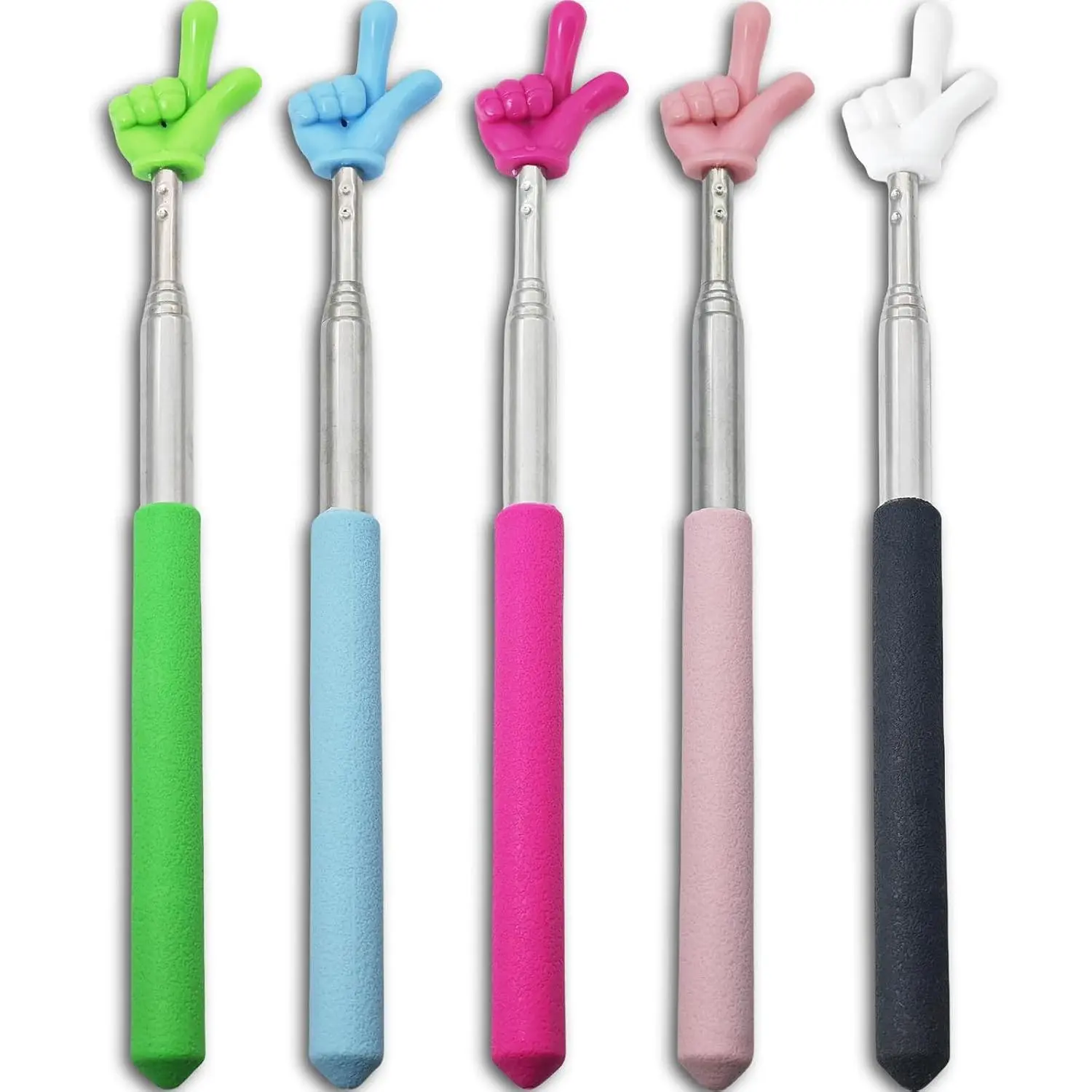5 Pack Pointer Stick For Classroom – Multipurpose Teacher Pointer Stick, Extendable Classroom Pointer And Finger Pointer Stick, Engaging Colors – Classroom Essentials For Effective Presentations