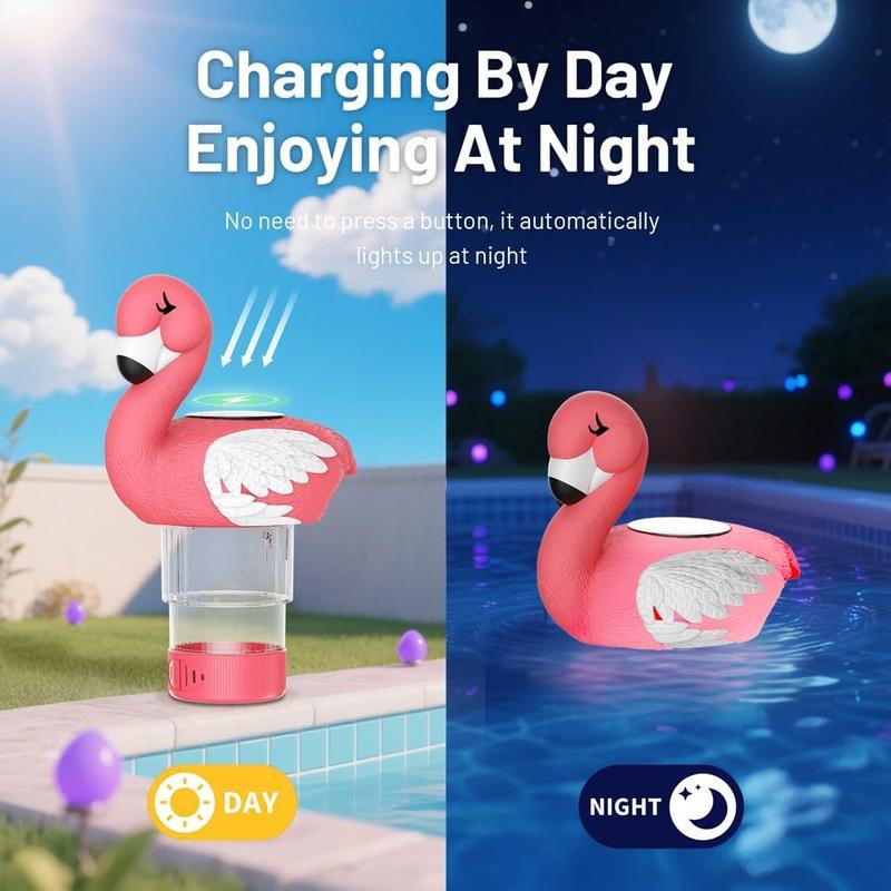 Flamingo Pool Chlorine Floater 1 Inch Powered Night Glow&Pool Decoration Floating Dispenser for Pool,Wedding,Party,Hot Tub,SPA(Chlorine Tablet Not Included) 02-20250212