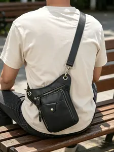 ravel Essential Multi-Functional Leather Bag, Large Capacity Crossbody/ Waist/Thigh/Hip Pouch with Multiple Pockets for International Trips & Weekend Getaways