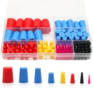 125PCS Silicone Rubber Stoppers, High-Temperature Rubber Tapered Plug 8 Size 1/16" to 5/8" for Protecting Hole Plugs, Spraying, Coating, Painting
