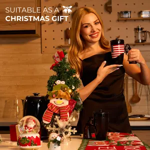 Pukomc Coffee Mug with Rotatable Wooden Handle 16 Ounces Ceramic Leak-Proof Scalding-Proof Reusable Drinkware Ergonomic Revolver Handle Design Heat Resistant Classic Style Mug Tumbler Thermal Cup Black