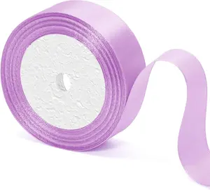 Lilac Satin Ribbon - 1 Inch x 25 Yards, Wedding Bouquet & Gift Wrapping, Silky Polyester Shiny Fabric for Hair, Crafts & Sewing