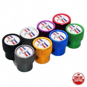 4pcs Gearwheel Style Universal Fit Mustang Car Wheels Tire Air Valve Caps Stem Dust Cover 8 Colors