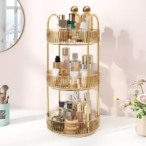 【SummerVibes】 3 Tier 360° Smooth Rotating Makeup Organizer, Large Capacity Acrylic Cosmetic Holder,  Rotating Makeup and Skincare Organizer, Perfume Skincare Lipstick Desk Storage, Perfect Birthday Vanity multitier Organizer Gift for Girls & Moms Clear