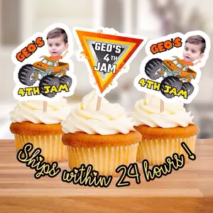 Custom Monster Jam Cupcake Toppers - Fun Decorative Toppers for Birthdays with Monster Truck Theme Decoration