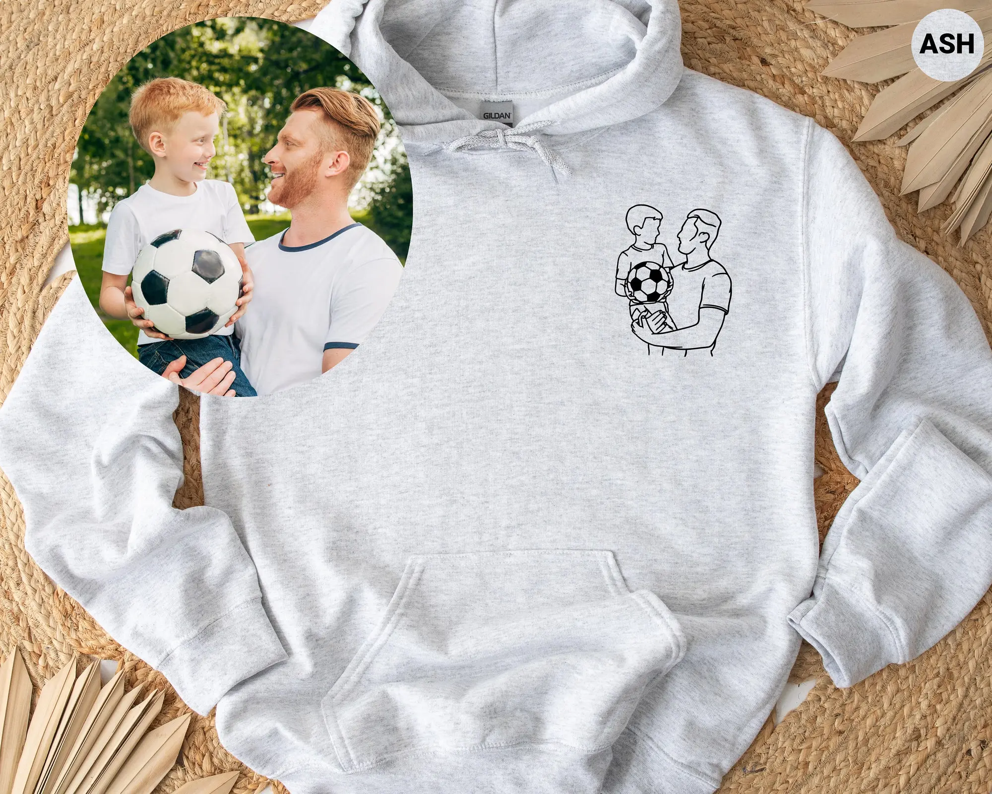 Father’s Day Hoodie, Dad Hoodie Custom Portrait From Photo Personalized Gift For Dad Birthday Gifts For Him Outline Sweatshirt From Daughter