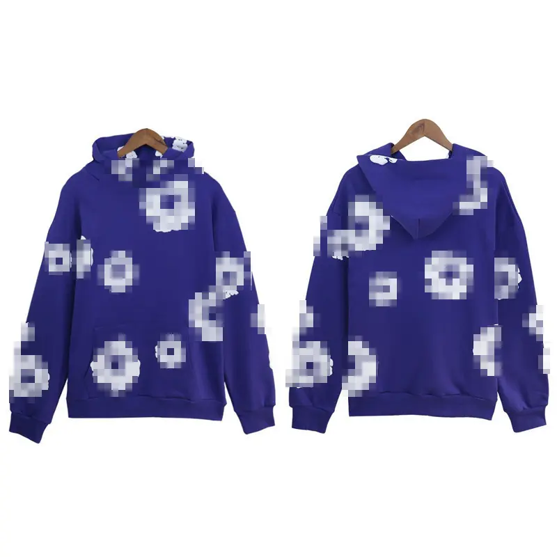 Deep blue hoodie (white floral wreath)