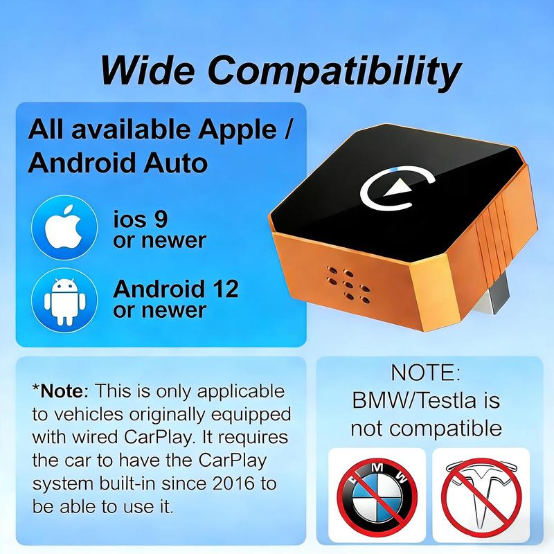 2026 New 2-in-1 Wireless CarPlay Adapter, High-Speed No-Latency Connection & Hands-Free Calling, Compatible with All Apple & Android Phones for Car Entertainment Systems