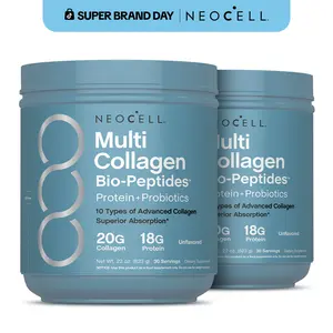 2x NeoCell Multi Collagen Bio-Peptides Powder - With Hyaluronic Acid and Vitamin C - 10 Types of Collagen - 2 Pack Bundle