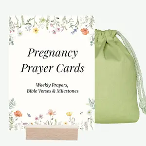 Pregnancy Prayer Cards - Pregnancy Gifts for Expecting Mom, First Trimester Pregnancy Essentials, Pregnancy Must Haves with Bible Verses, Weekly Development Milestones