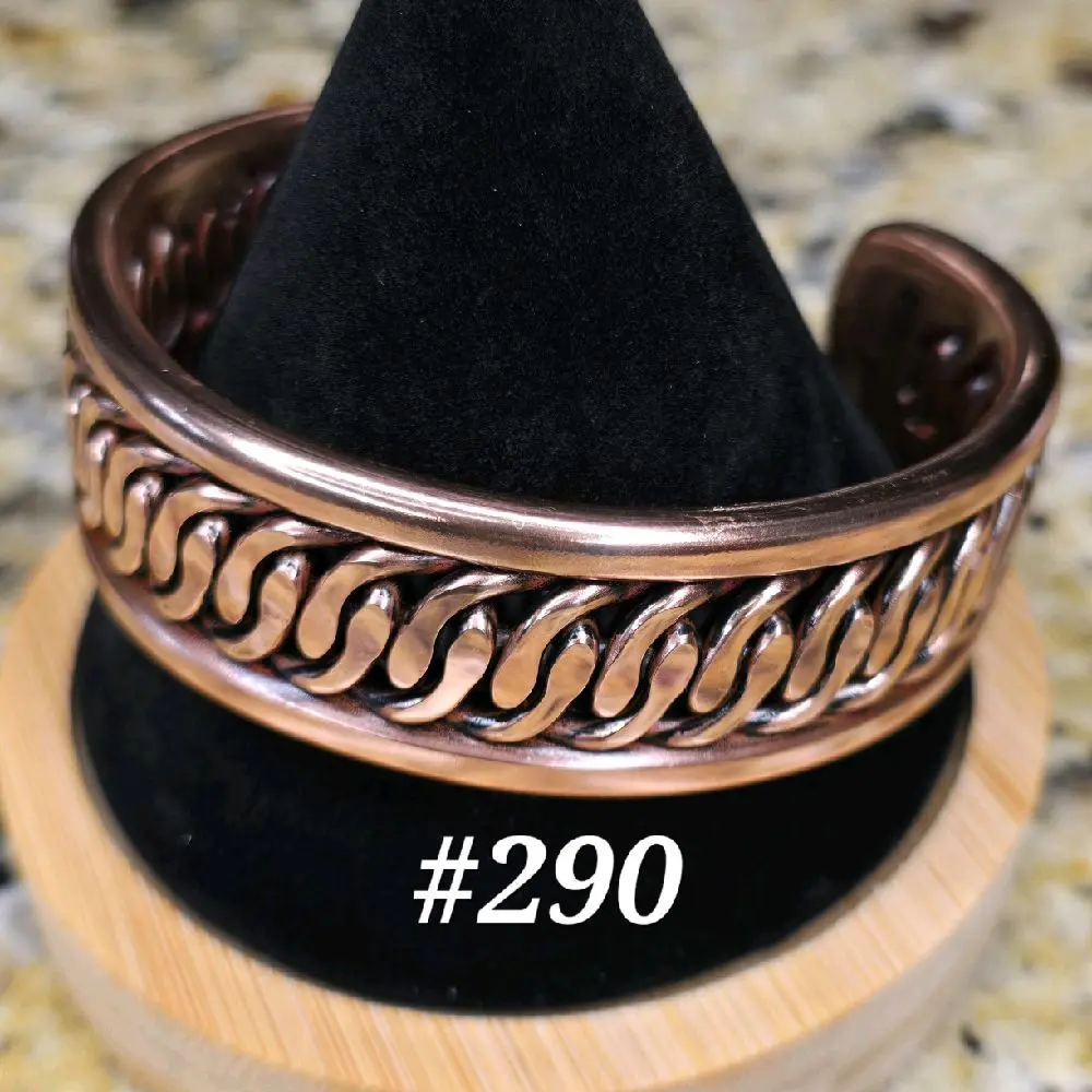#290 Pure Copper 6 7/8" x 7/8"   Hand-Woven Cuff Bracelet Handmade Artisan Jewelry Unisex Gift Ready Open Cuff Design Comfortable Daily Wear