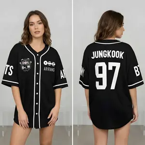 Vintage Bangtan Boys  Baseball Jersey - K-Pop Aesthetic Streetwear - Arirang World Tour Merch - Retro Oversized Mesh Jersey